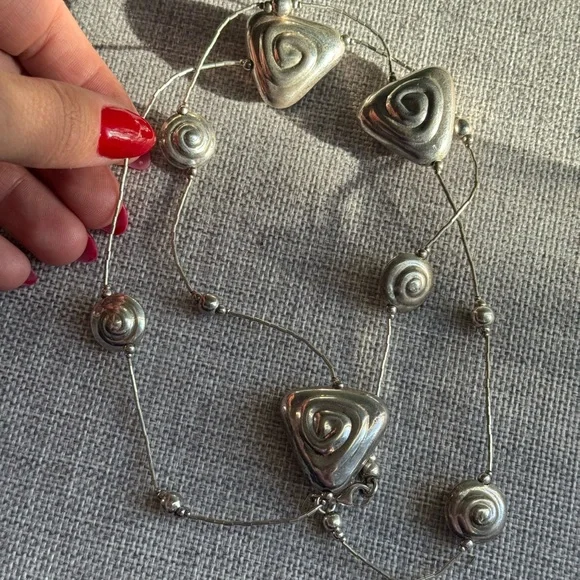 Elegant Vintage Sterling Silver Swirl Necklace